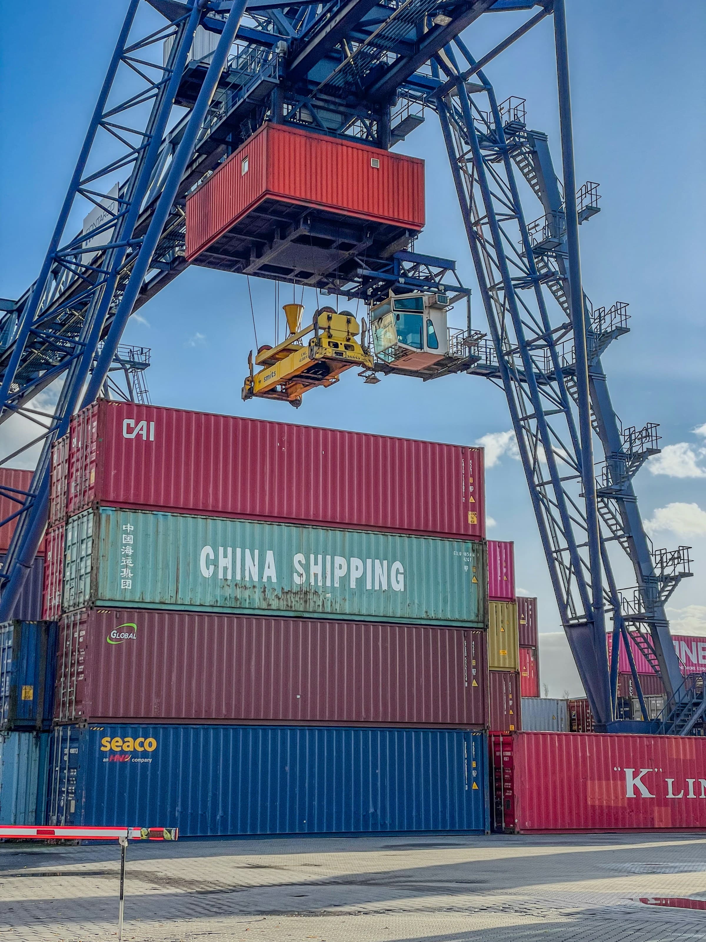 Container being lifted at a terminal