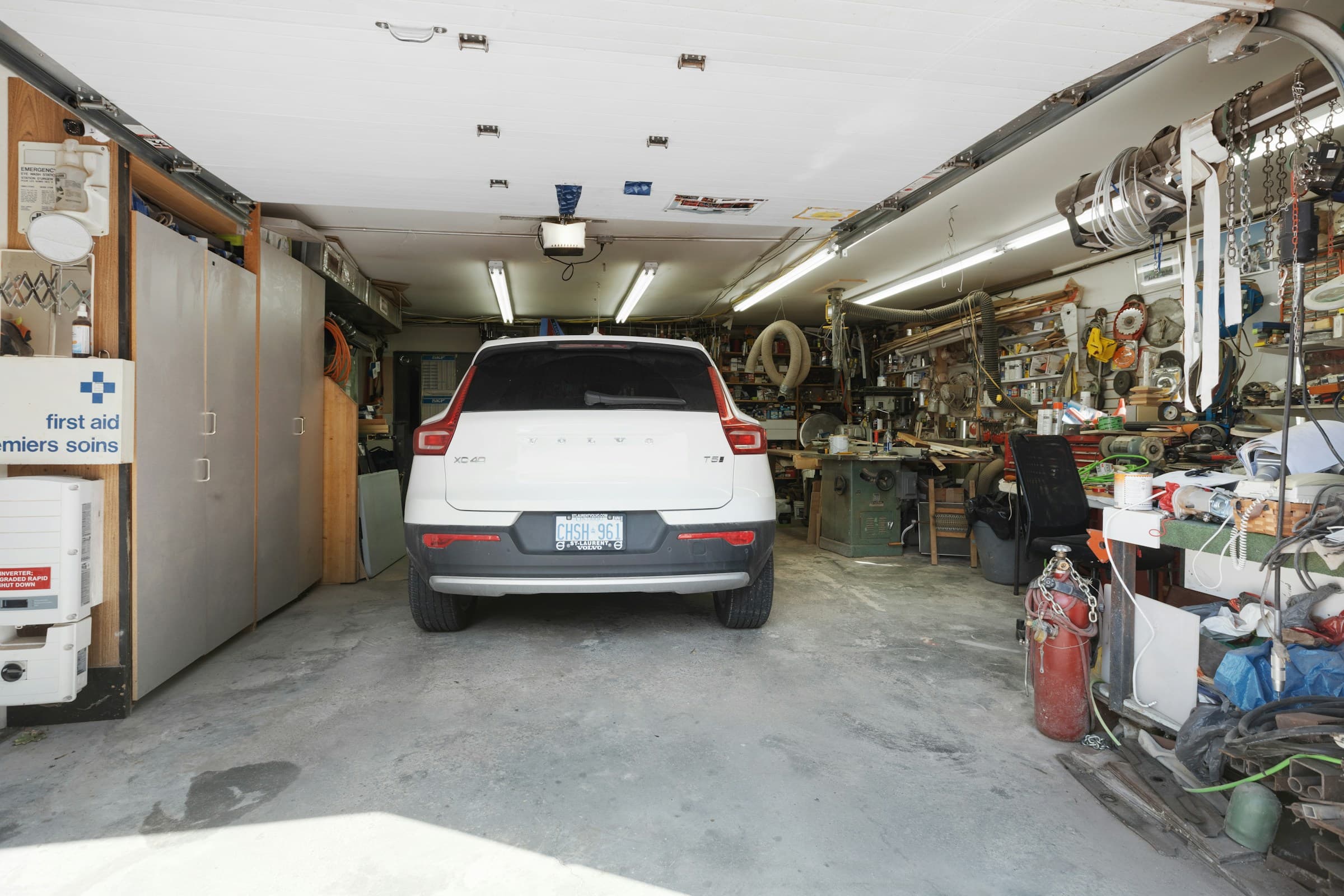 Vehicle in a workshop bay