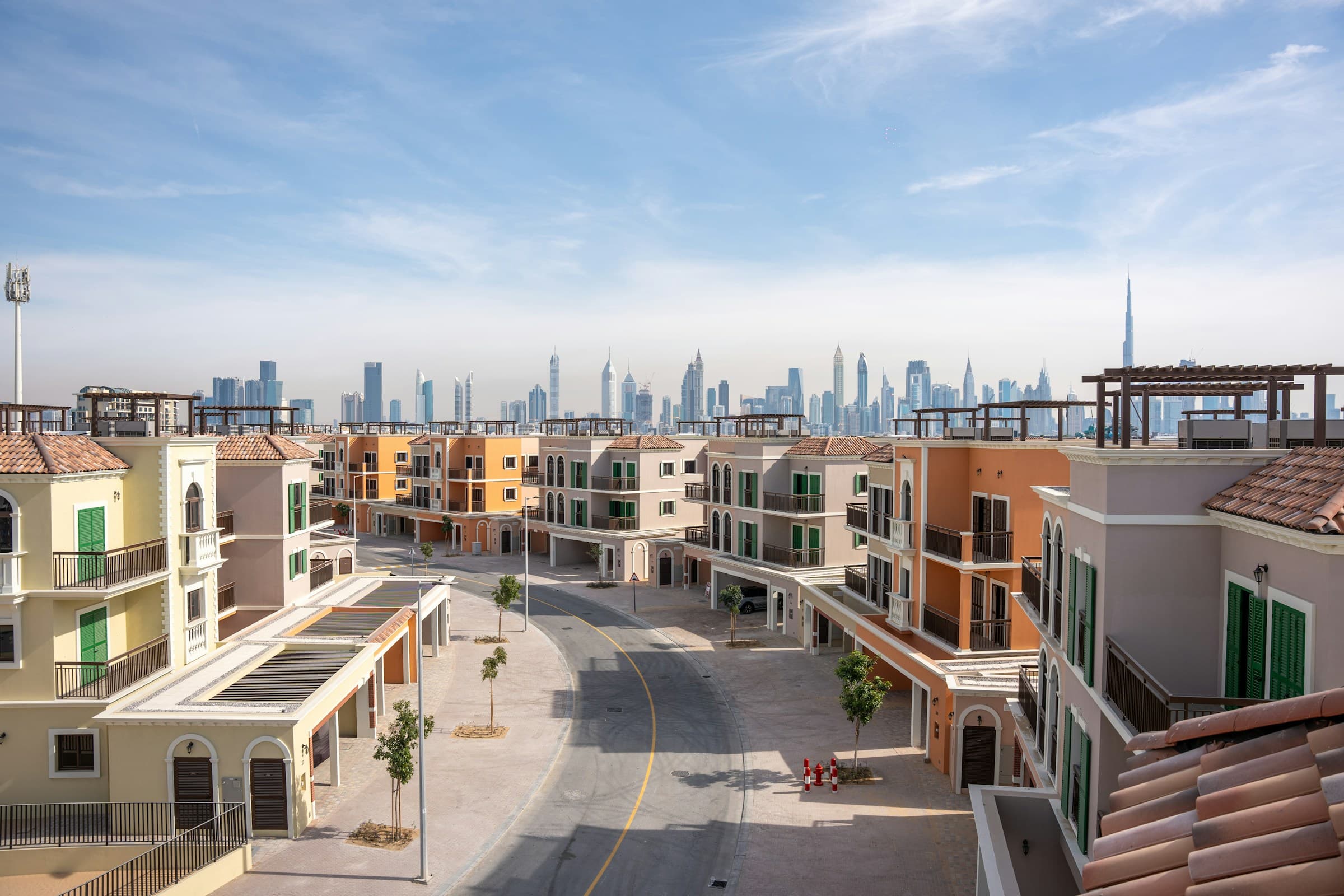 Dubai development with the city skyline beyond