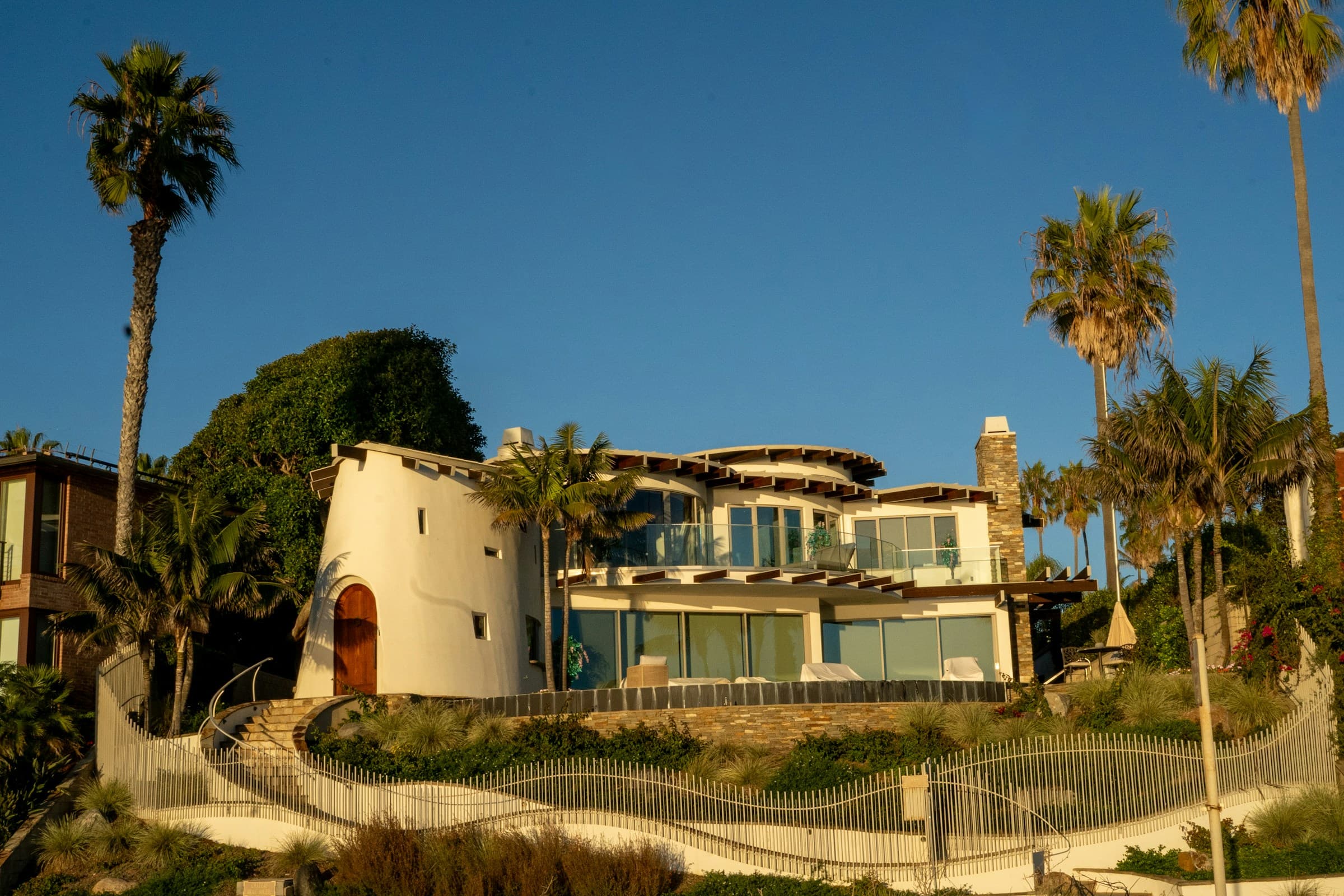 Luxury villa development at golden hour